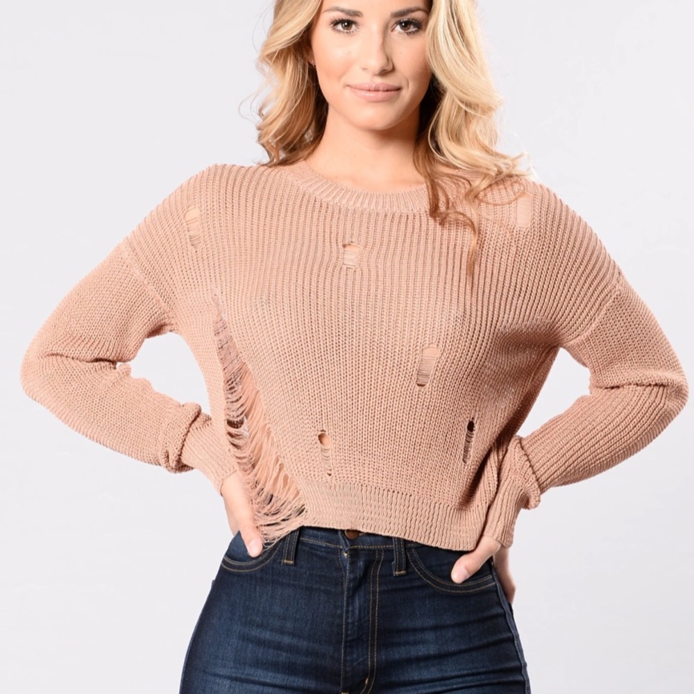 Fashion Nova Destroyed Cropped sweater